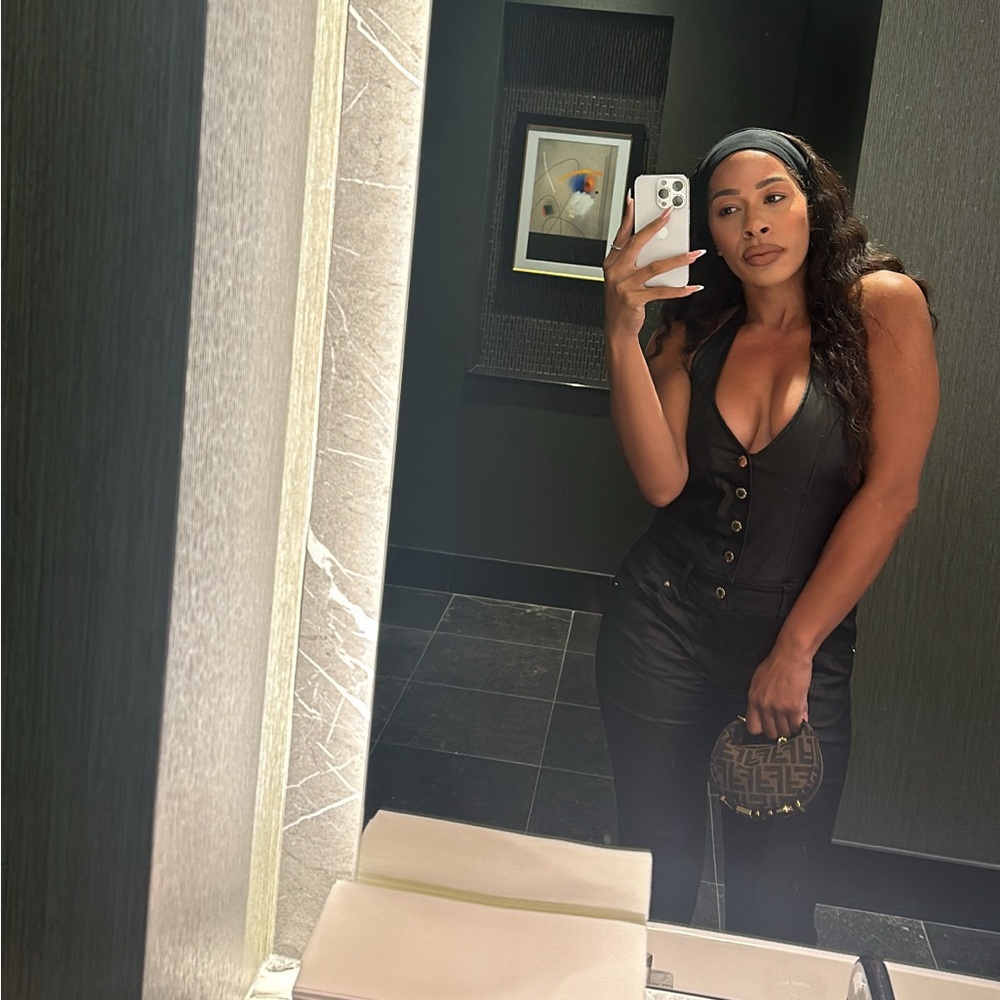 Retrofete Faux Leather Jumpsuit